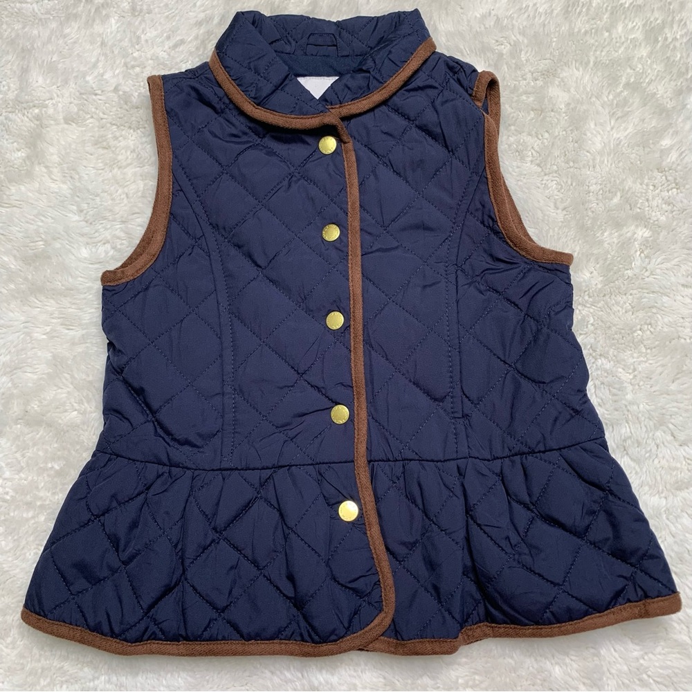 Janie and Jack Girl's Blue Quilted Buttoned Collared Vest Size 3 to 4 Years